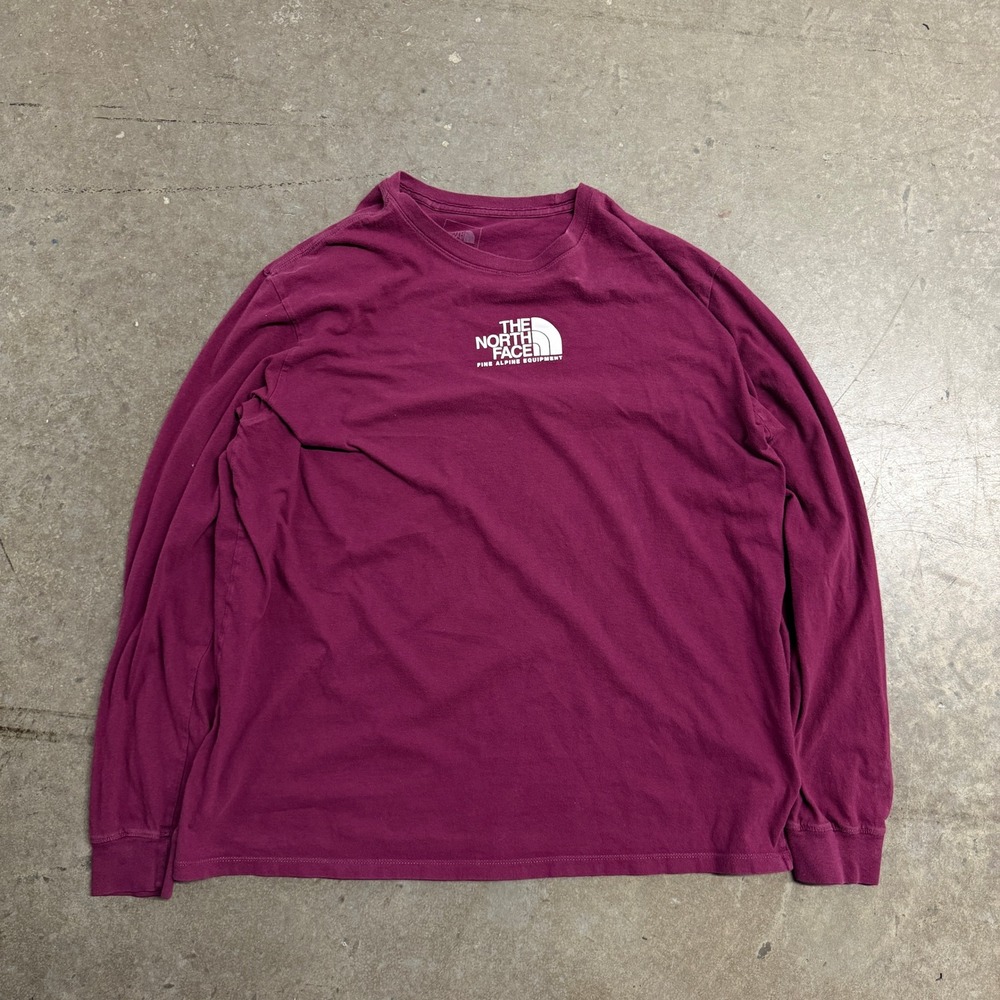 The North Face Mens XL Long Sleeve Graphic Tee Burgundy Fine‎ Alpine Equipment